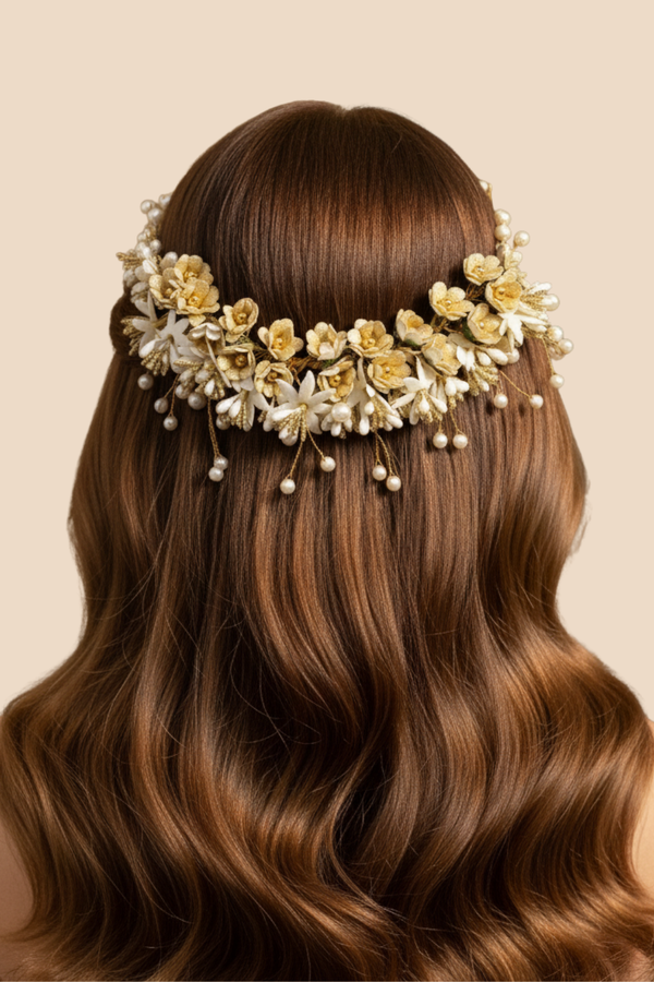 Golden Floral Bridal Headband