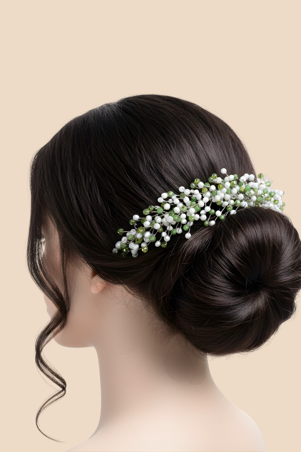 Green Pearl Bridal Hair Vine