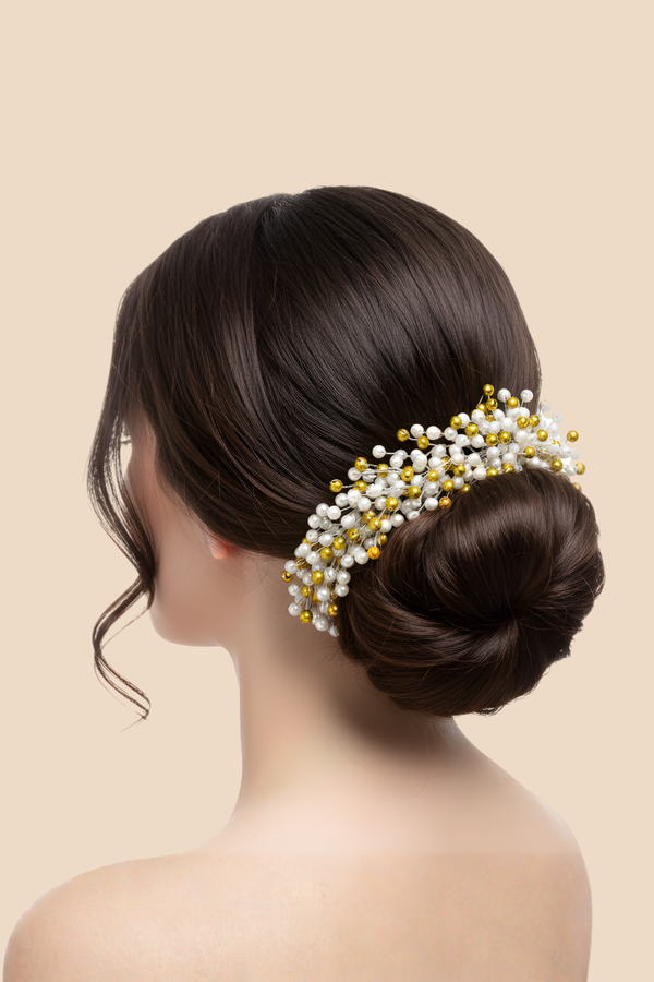 Golden Pearl Bridal Hair Vine