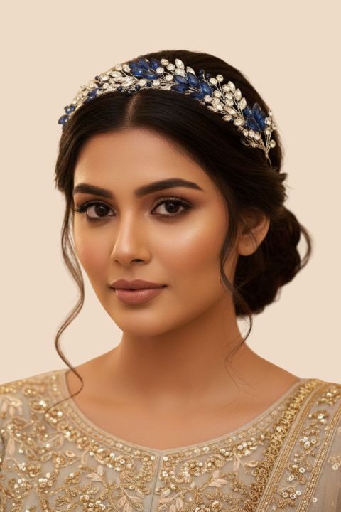 Blue & Silver Crystal Bridal Hairband