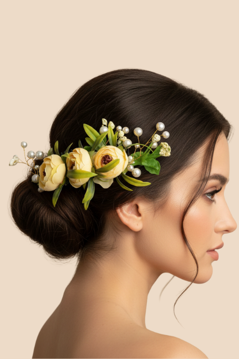 Accessozone Yellow Floral Bridal Hair Comb